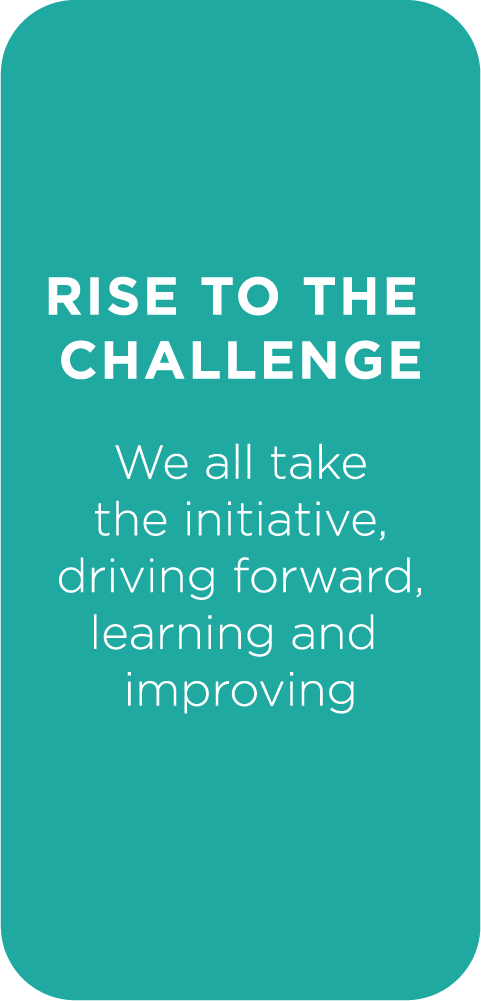 Rise to the challenge - We all take the initiative, driving forward, learning and improving
