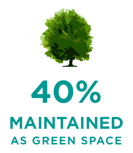 40% maintained as green space